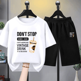 kids top bottom Vintage Drink Graphics Oversized T-Shirt and Pant Set